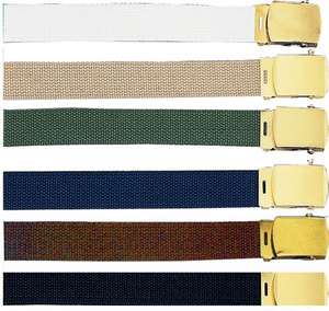 Brass Gold Buckle Solid Color Military Web Cotton Belt  