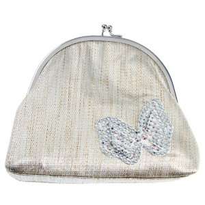  Designer Golden Silver Butterfly Brocade Clutch With 