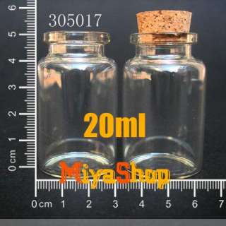 10 1000pcs Clear Glass Bottle Vial Cork 20ml 305017  