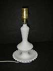   Shabby Hob Nail Hobnail Milk Glass Chic Boudoir Lamp 1950s  