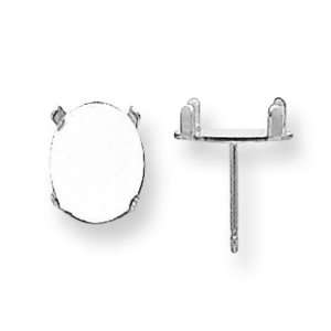  6 Sterling Silver 4 Prong Oval Snap In Earring Setting 