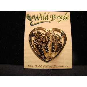  Cat and Dog Gold Plate Pin 