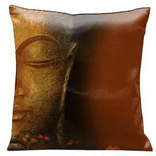   Sienna Satin 18 Inch Square Pillow with Zen Symbol on Reverse Side