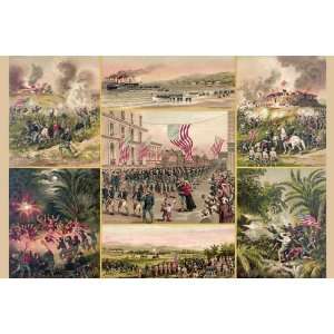 Collage of Events that Symbolize the American Victory against the 