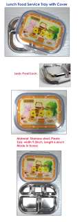   Stainless Steel Kid Lunch Dinner Portable Food Service Lock Cover Tray