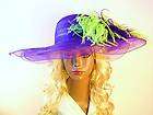 Purple Lime Green Designer Fashion Church Hat Lady Hats