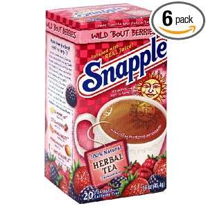 Snapple Wild Bout Berries Herbal Tea, 20 Count Boxes (Pack of 6)