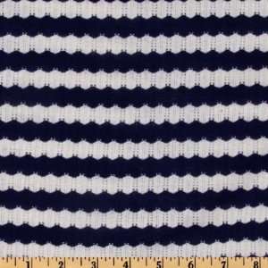  64 Wide Sweater Knit Stripes Navy/White Fabric By The 