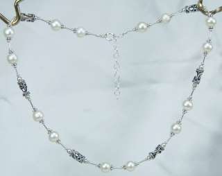 8mm white Fresh water pearl ~ Sterling Silver necklace  