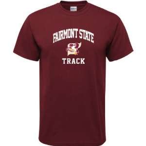  Fairmont State Fighting Falcons Maroon Track Arch T Shirt 