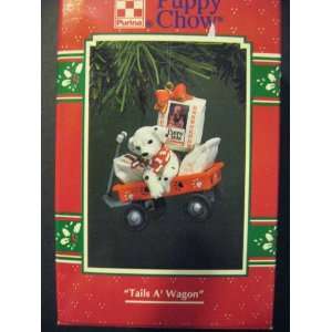   Christmas Ornament Dalmatian Enesco Tails A Wagon 1996