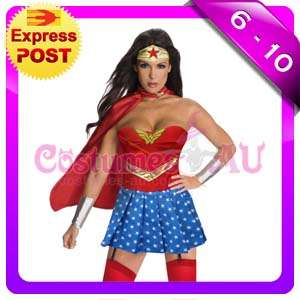  Wonder Woman Super Hero Fancy Dress Hens Superhero Costume Cape  