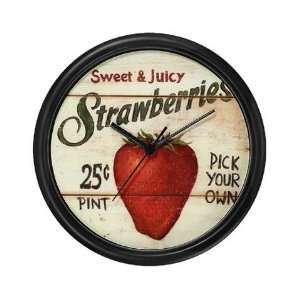  Pick Your Own Strawberries Food Wall Clock by  