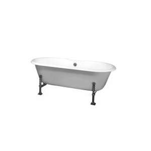 Cast Iron 61 Double Roll Top Tub with 7 Deck Centers and Gothic Feet 