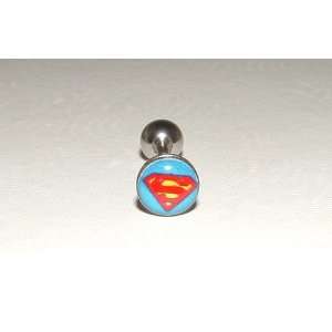  Superman Logo Tongue Ring .316L Surgical Steel Body 
