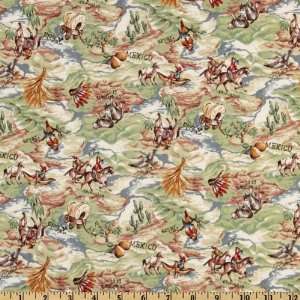   Cattle Call Toss Green/Tan Fabric By The Yard Arts, Crafts & Sewing