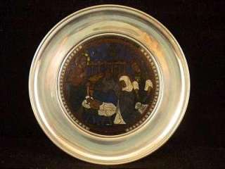 1978 STAINED GLASS w/ PEWTER CHRISTMAS PLATE Historical  