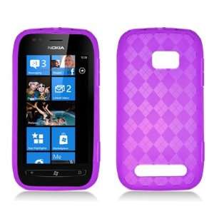 For T Mobil Nokia Lumia 710 Accessory   Purple Agryle TPU 