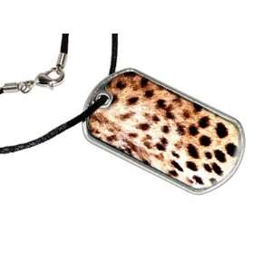  Cheetah print   Military Dog Tag Black Satin Cord Necklace 