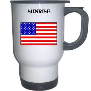  US Flag   Sunrise, Florida (FL) White Stainless Steel Mug 