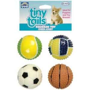  Vinyl Tiny Tails Dog Toy Mini Spiked Sport Balls 4pk Pet 