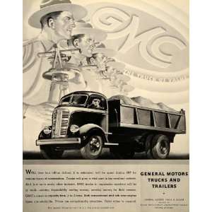 1937 Ad General Motors Trucks Trailer Industrial Work 