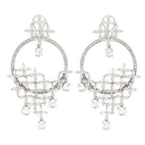  Sumptuous Hang down Earrings w/White CZs, .925 Sterling 