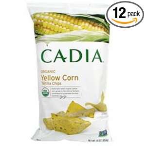 Cadia Organic Yellow Corn Tortilla Chips, 16 Ounce (Pack of 12 