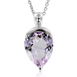 Pear Shaped Natural Amethyst Necklace Pendant in Sterling Silver  7.50 
