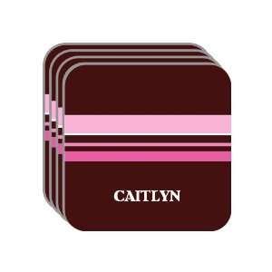 Personal Name Gift   CAITLYN Set of 4 Mini Mousepad Coasters (pink 