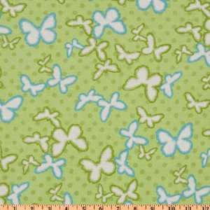   Butterflies Green/Blue Fabric By The Yard Arts, Crafts & Sewing