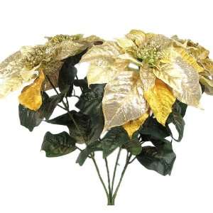 20 Christmas Velvet Poinsettia Bush Gold Embossed 78  