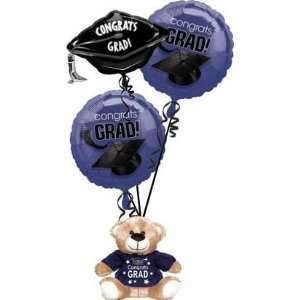  Congrats Grad Purple Balloon Bouquet with Bear Toys 