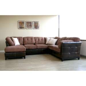   Wholesale Interiors Dark Brown Leather Microfiber Sofa