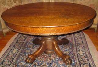 VICTORIAN OAK DINING ROOM BANQUET TABLE CLAW FOOT LEAFS  