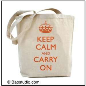 Keep Calm and Carry on (Orange)   Eco Friendly Tote Graphic Canvas 