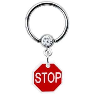  Stop Sign Dangle Captive Ring Jewelry