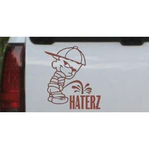 Brown 22in X 24.9in    Pee on Haterz Car Window Wall Laptop Decal 