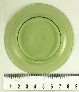 12 STEUBEN HAND BLOWN GREEN GLASS SALAD/LUNCHEON PLATES  