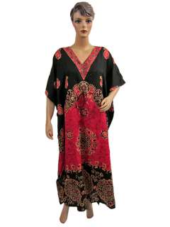   Black Paisley Printed Kaftan Kimono Sleeves Satin Crepe Caftan  