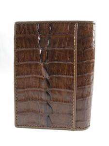 Genuine Brown Crocodile CAIMAN Leather Mini Wallet & Card Holder 
