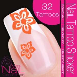  Nail Tattoo Sticker Blossom / Flower   orange Beauty