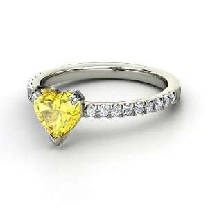  Carina Ring, Heart Yellow Sapphire 14K White Gold Ring 