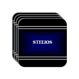 Personal Name Gift   STELIOS Set of 4 Mini Mousepad Coasters (black 