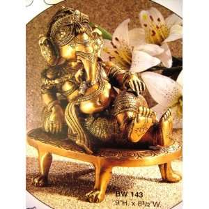 Brass Reclining Ganesh Statue