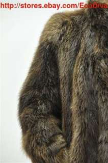 WARM CLEAN PLUSH CANADIAN long haired NATURAL BEAVER FUR COAT S M 