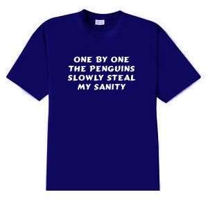   the penguins slowly steal my sanity NAVY Tshirt SIZE ADULT EXLARGE