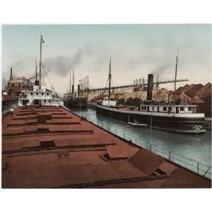    Reprint Unloading Ore in Cleveland Harbor 1900