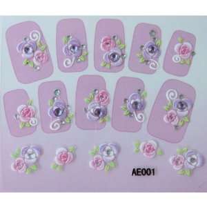 YiMei Hot selling nail decals stereoscopic 3D purple diamond nail 