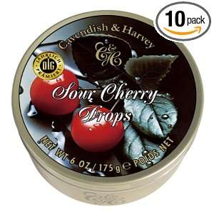 Cavendish & Harvey Drops, Sour Cherry, 7 Ounce Tins (Pack of 10 